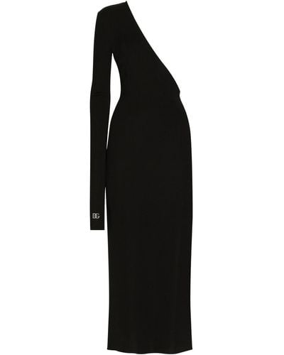 Dolce & Gabbana One-Shoulder Jersey Dress - Black