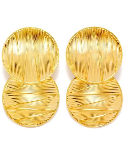 D'Estree Sonia Double Geometric Earrings - Yellow