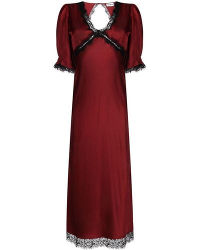 RIXO London Satijnen Midi-jurk - Rood