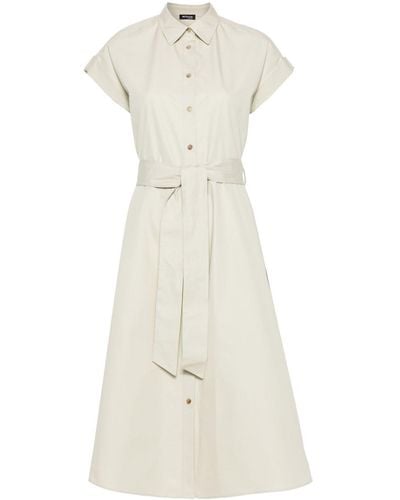 Kiton Belted Waist Cotton Midi Dress - White