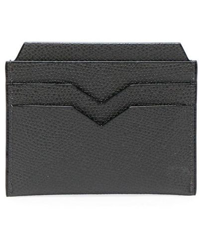 Valextra V-shape Detail Leather Cardholder - Black