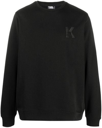 Karl Lagerfeld K Embroidery Rib-trimmed Sweatshirt - Blue