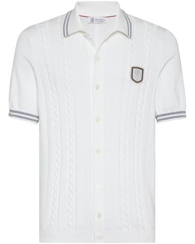 Brunello Cucinelli Poloshirt mit Logo-Patch - Weiß