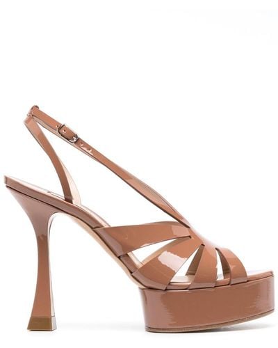 Casadei Tiffany 100mm Patent-finish Sandals - Brown