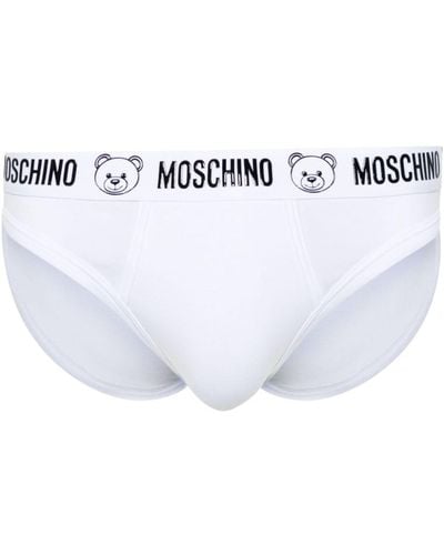 Moschino Logo-waistband Jersey Briefs - White