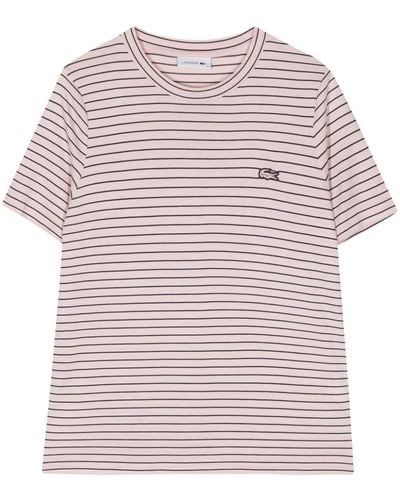 Lacoste Embroidered-logo T-shirt - Pink