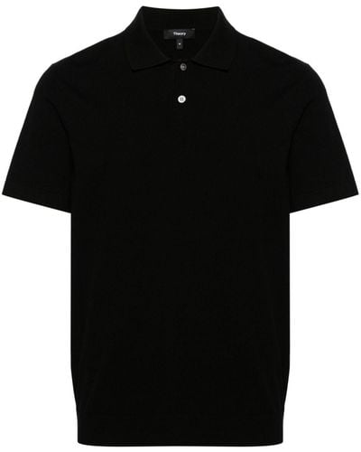 Theory Goris Fine-knit Polo Shirt - Black