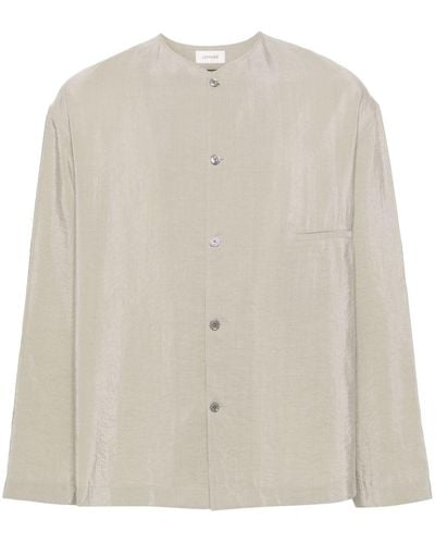 Lemaire Crinkled Collarless Shirt - Natural