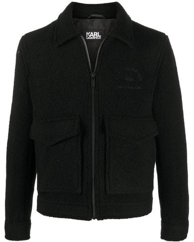 Karl Lagerfeld Zip-up Wool Blend Jacket - Black