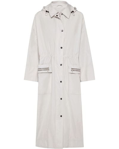 Brunello Cucinelli Hooded Long-length Single-breasted Coat - White