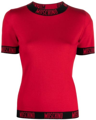 Moschino Logo-trim Knitted Top - Red