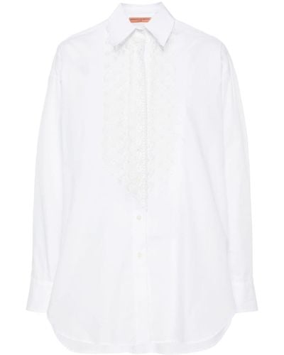 Ermanno Scervino Lace-panelling Poplin Shirt - White