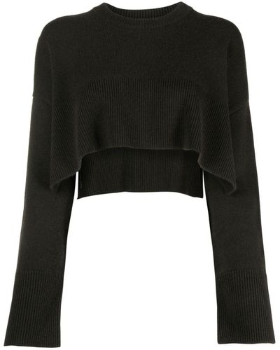 P.A.R.O.S.H. Fine-knit Cropped Sweater - Black