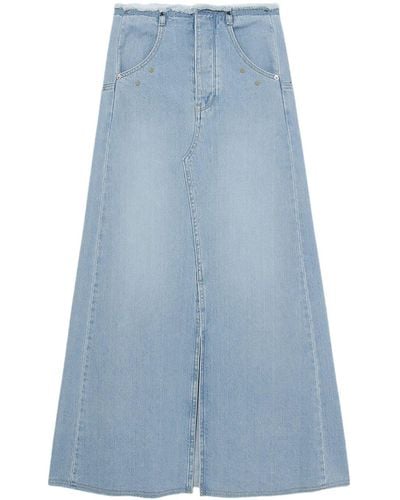 SJYP A-line Denim Long Skirt - Blue