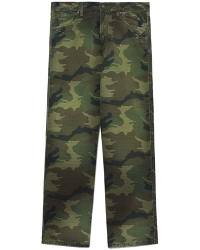 424 Military Print Cotton Trousers - Green