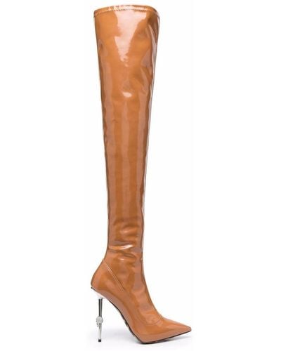 Philipp Plein Pointed Thigh-high Boots - Brown