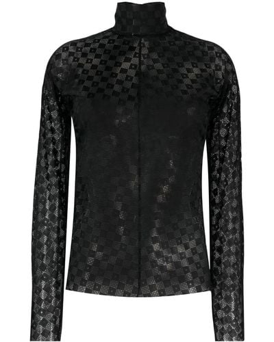 Forte Forte Lace-detail Long-sleeved Top - Black