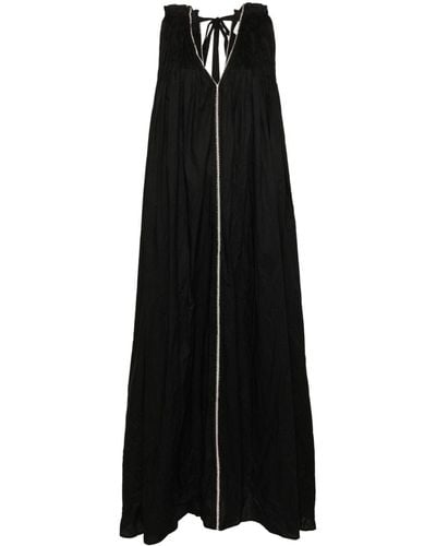 Alysi Pleated Cotton Maxi Dress - Black