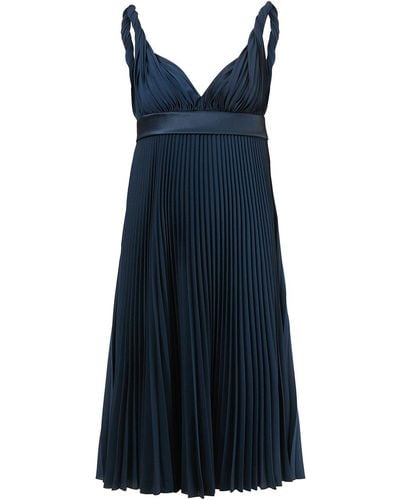 Burberry Empire-line Pleated Dress - Blue