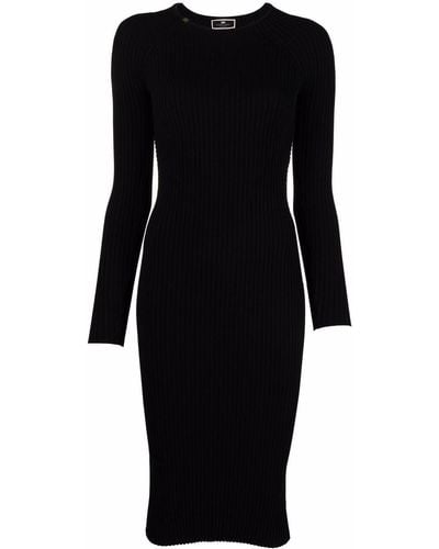 Elisabetta Franchi Body Knitted Backless Dress - Black