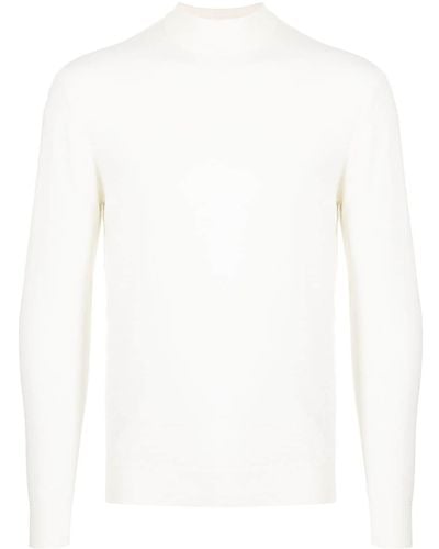 N.Peal Cashmere Pull en maille à col montant - Blanc