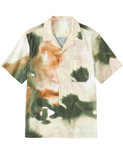 Closed Abstract-pattern Short-sleeve Cotton Shirt - Green