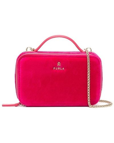 Furla Velvet-effect Chain-strap Crossbody Bag - Pink