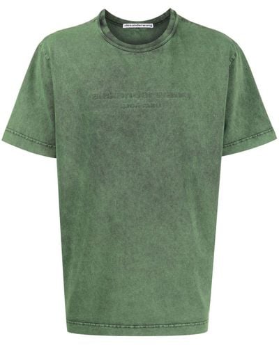 Alexander Wang T-Shirt in Acid-Wash-Optik mit Logo-Prägung - Grün