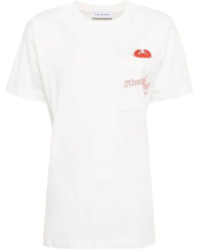 Joshua Sanders T-Shirt mit Krabbenstickerei - Weiß