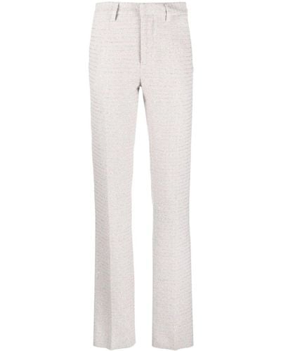 Alessandra Rich Sequin-embellished Tweed Flared Pants - White