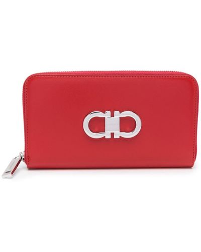 Ferragamo Gancini-plaque Leather Wallet - Red