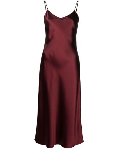 Polo Ralph Lauren V-neck Mulberry Silk Midi Dress - Red