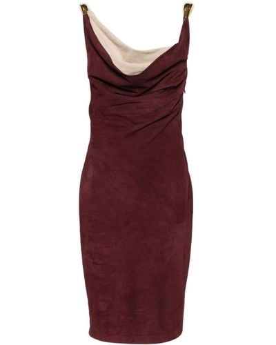 Bottega Veneta Cowl-effect suede dress - Rot