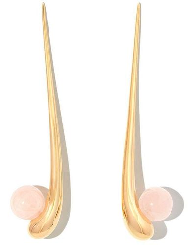 Silver Stud Earrings Pear Shaped Crystal Earrings Rose Quartz  Etsy UK