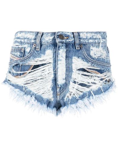 DIESEL Jeans-Shorts im Distressed-Look - Blau