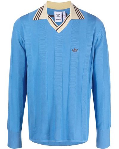 adidas X Wales Bonner Long-sleeve Polo Shirt - Blue