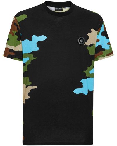 Philipp Plein T-shirt en coton à imprimé camouflage - Noir