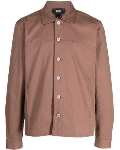 PAIGE Button-up Cotton Shirt Jacket - Brown