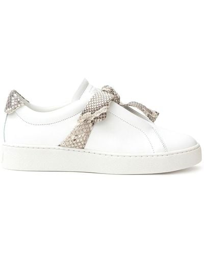 Alexandre Birman Clarita Python Bow Leather Sneakers - White