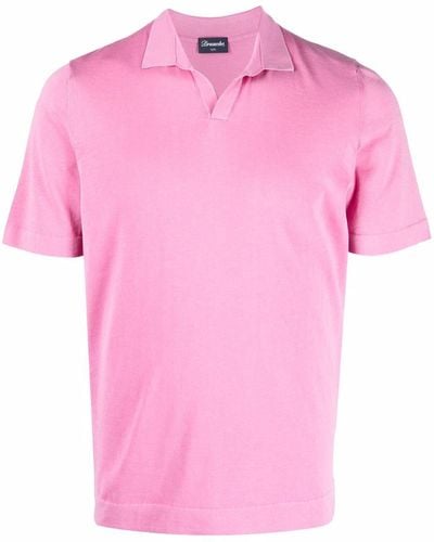 Drumohr V-neck Spread-collar Polo Shirt - Pink