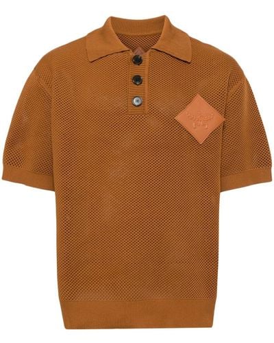 MCM Logo-appliqué Knitted Polo Shirt - Brown