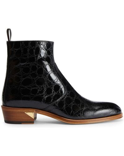Giuseppe Zanotti Fabyen Crocodile-effect Leather Boots - Zwart