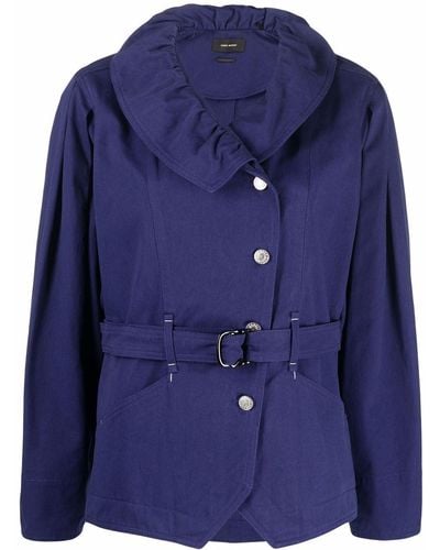 Isabel Marant Dipazo Belted Button-up Coat - Blue