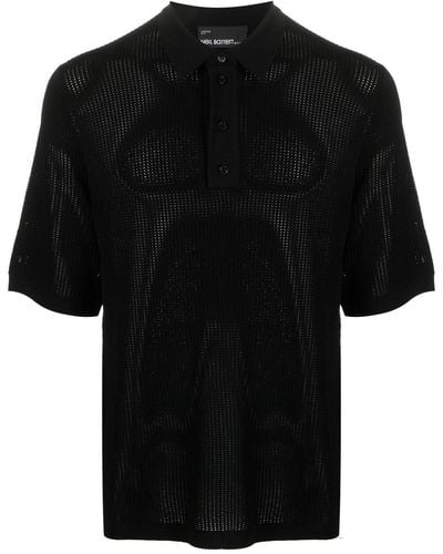 Neil Barrett Perforated Polo Shirt - Black