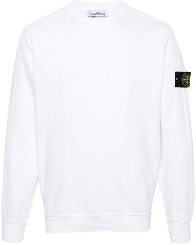 Stone Island Sweatshirt mit Logo-Patch - Weiß