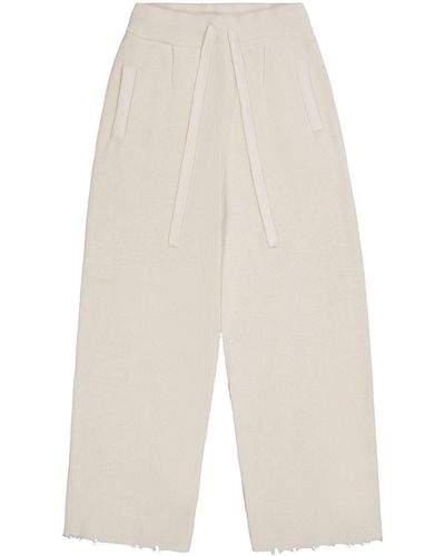 Laneus Frayed Knitted Cotton Trousers - White
