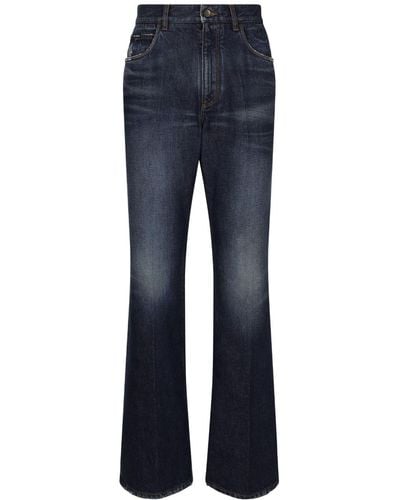 Dolce & Gabbana Logo-applique Long-length Bootcut Jeans - Blue