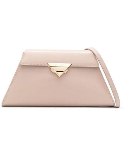 Prada Logo-buckle Leather Shoulder Bag - Pink