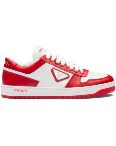 Prada Downtown Low-top Leather Trainers - Red