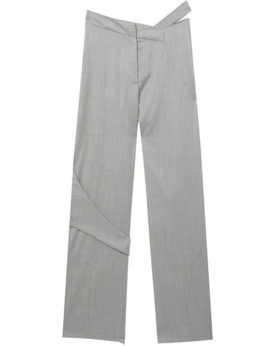 HELIOT EMIL Wool Asymmetric Trousers - Grey